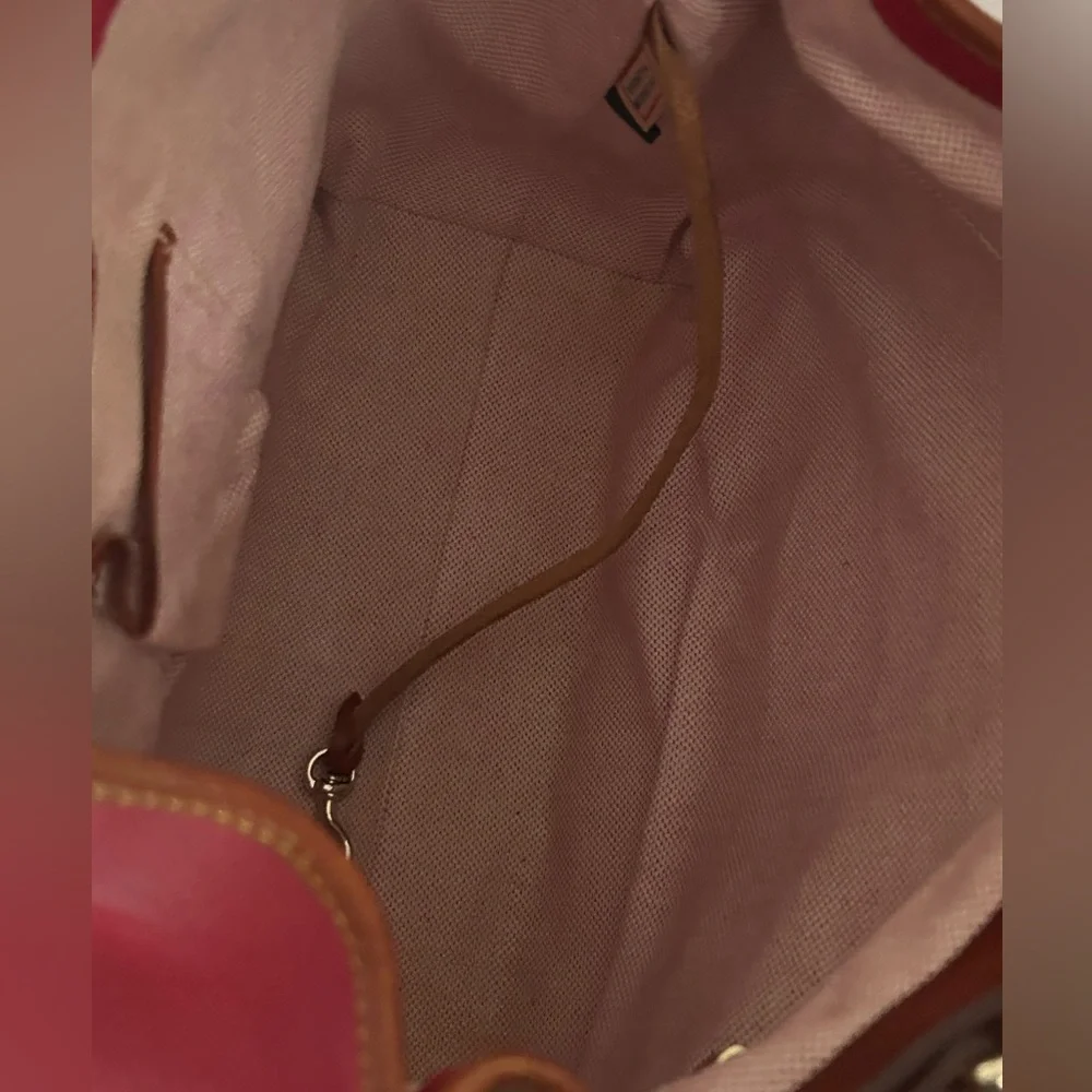 Dooney & Bourke Red Leather Hobo with Brown Trim